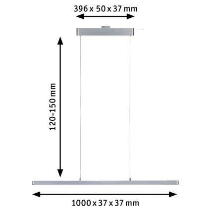 Paulmann 95578 - LED/40W Dimbare hanglamp aan een koord URAIL LENTO 230V 2700-6500K