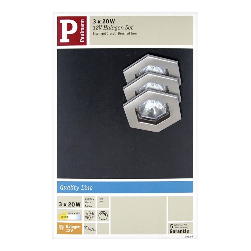 Paulmann - Nice Price 99593 - SET 3x Inbouwlamp HEXA 3xGU5,3/20W