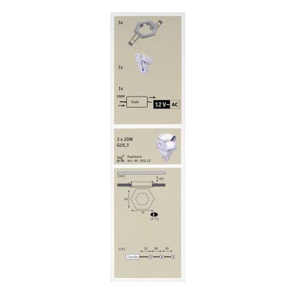 Paulmann - Nice Price 99593 - SET 3x Inbouwlamp HEXA 3xGU5,3/20W