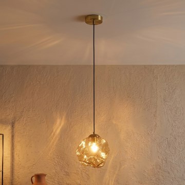Pendellamp aan kabel CRISTAL 1xE14/15W/230V messing/rookbeige