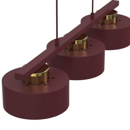 Pendellamp aan kabel MARTI 3xE27/15W/230V bordeaux/goud