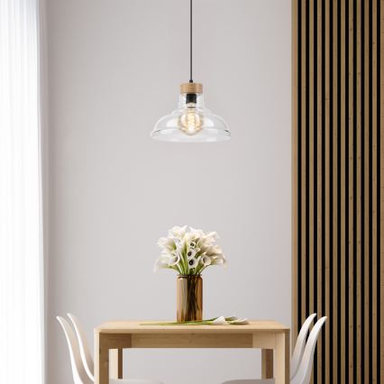 Pendellamp aan kabel SINGLE 1x E27/60W/230V Ø 28 cm eiken