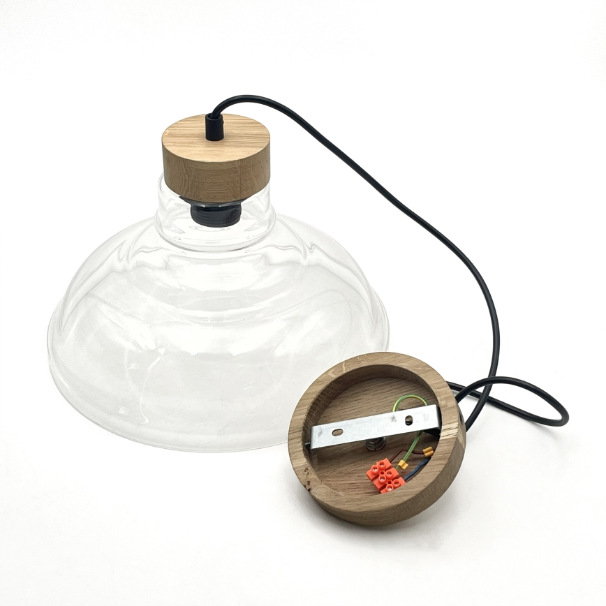 Pendellamp aan kabel SINGLE 1x E27/60W/230V Ø 28 cm eiken