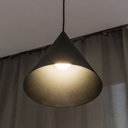 Pendellamp aan snoer ETNA II 1x E27/15W/230V Ø 25 cm zwart