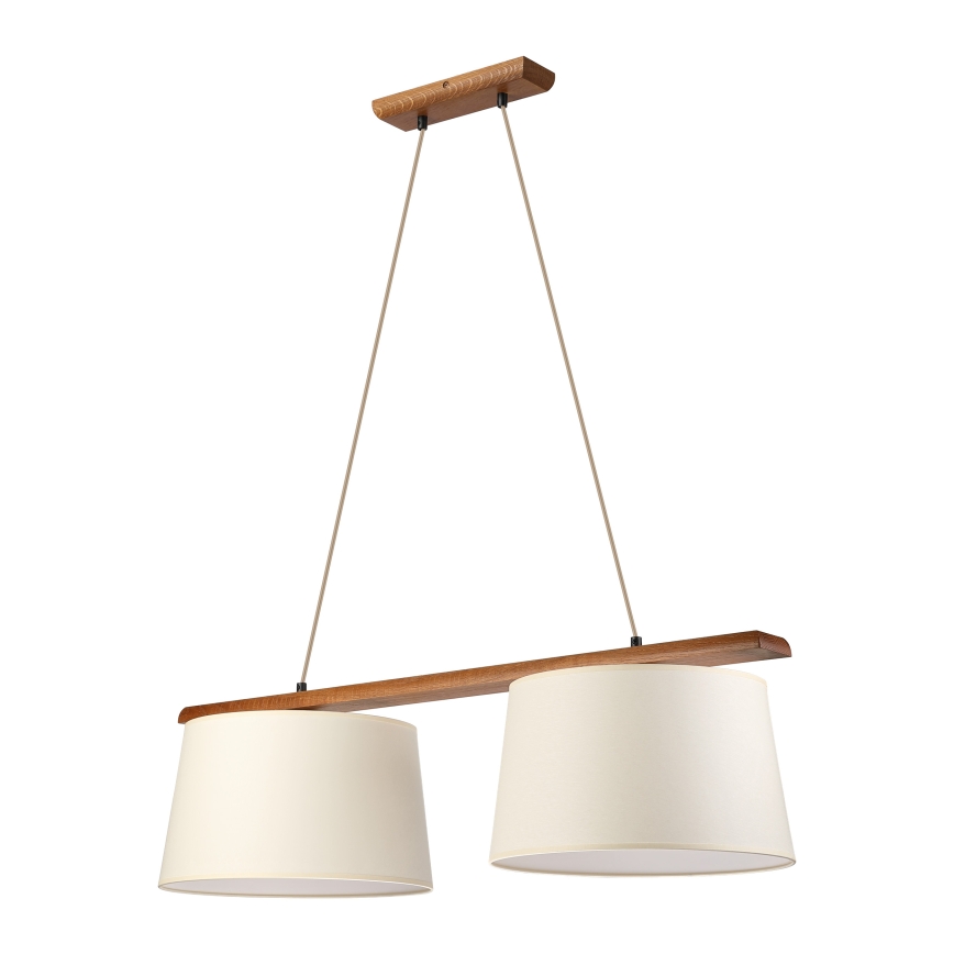 Pendellamp AIDA met kabel 2xE27/15W/230V Ø 35 cm eiken/crème