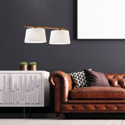 Pendellamp met kabel AIDA 2xE27/60W/230V Ø 35 cm eiken/walnoot