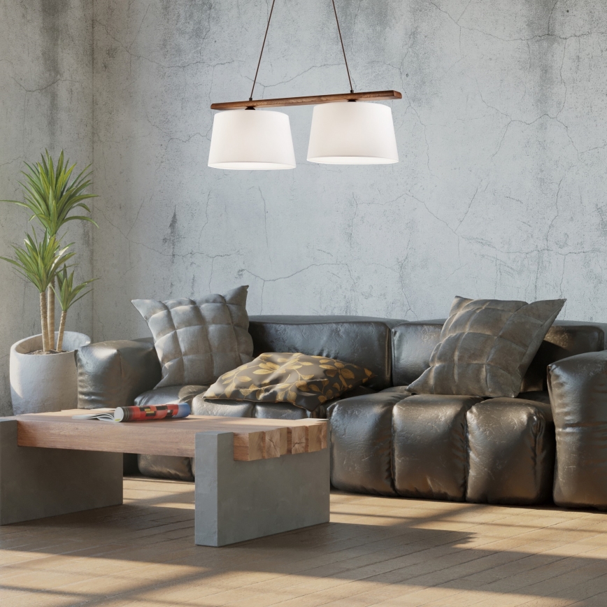 Pendellamp met kabel AIDA 2xE27/60W/230V Ø 35 cm eiken/walnoot