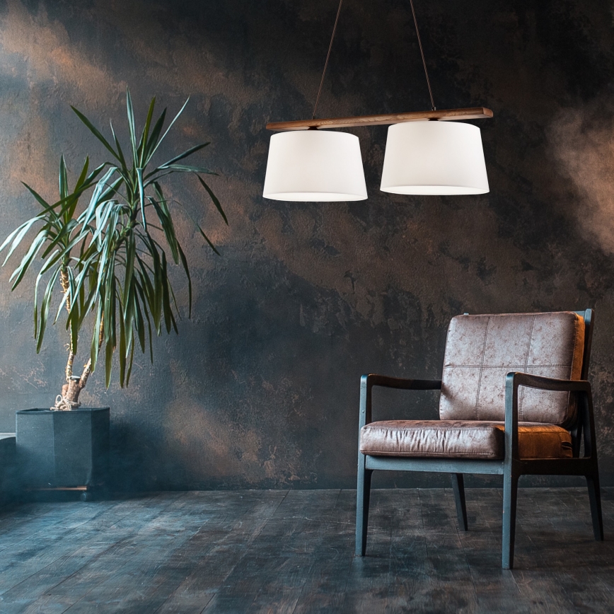 Pendellamp met kabel AIDA 2xE27/60W/230V Ø 35 cm eiken/walnoot