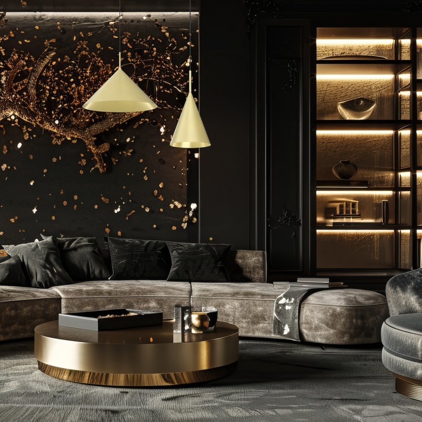 Pendellamp met kabel CAPITAL 1xGX53/15W/230V Ø 46 cm goudkleurig