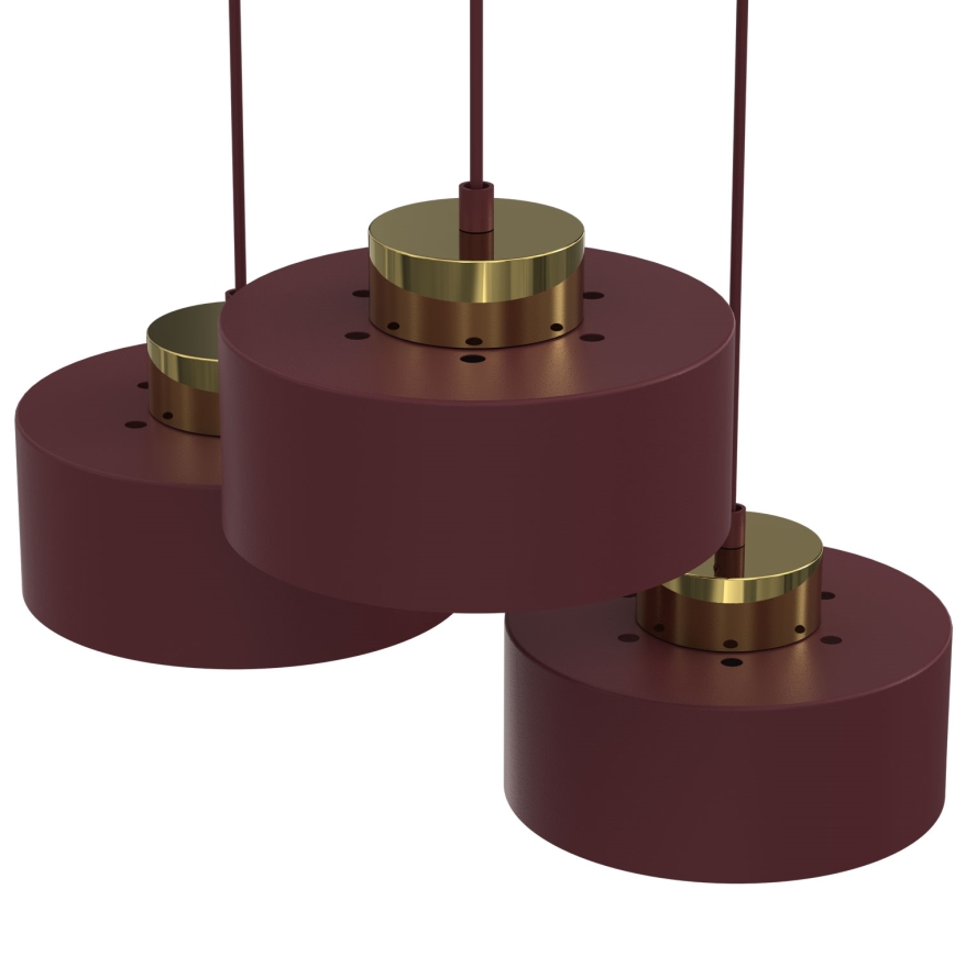 Pendellamp met kabel MARTI 3xE27/15W/230V bordeaux/goud