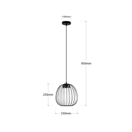 Pendellamp met kabel OVELLA 1x GX53/10W/230V Ø 25 cm zwart