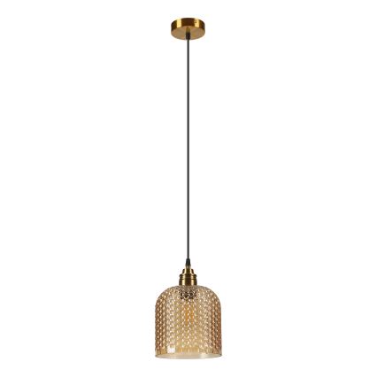 Pendellamp met kabel ROCCO 1xE27/15W/230V goud/gerookt beige
