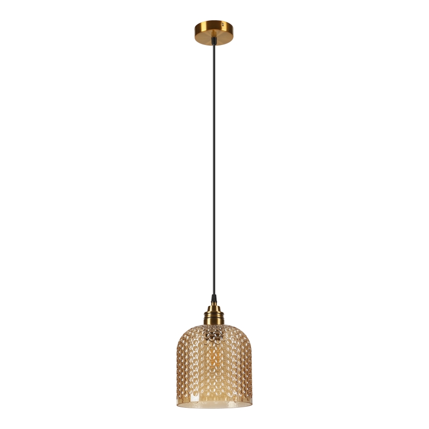 Pendellamp met kabel ROCCO 1xE27/15W/230V goud/gerookt beige