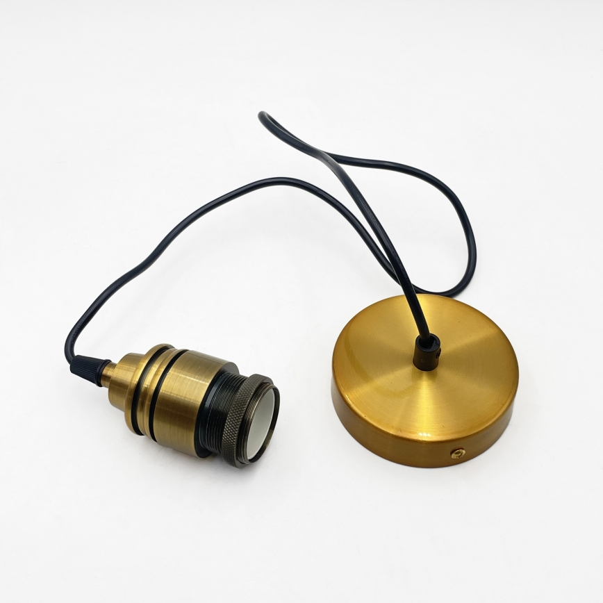 Pendellamp met kabel ROCCO 1xE27/15W/230V goud/gerookt beige