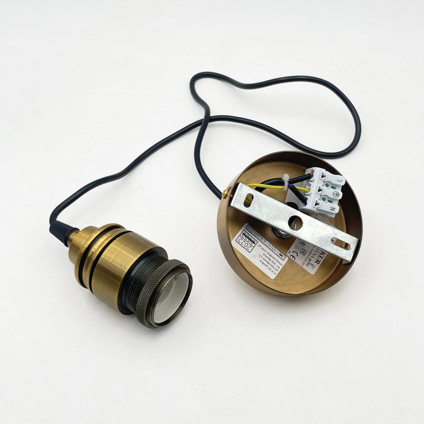 Pendellamp met kabel ROCCO 1xE27/15W/230V goud/gerookt beige