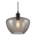 Pendellamp met kabel SEVENTIES E27/40W/230V gerookt glas/grijs