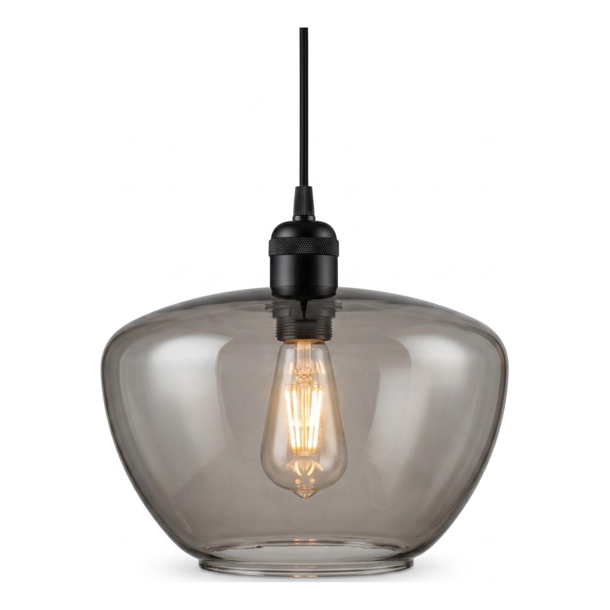 Pendellamp met kabel SEVENTIES E27/40W/230V gerookt glas/grijs