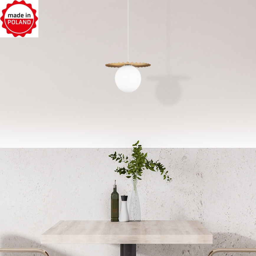 Pendellamp met kabel SUNPLISS, 1xG9/10W/230V, Ø 20 cm, goud/crème