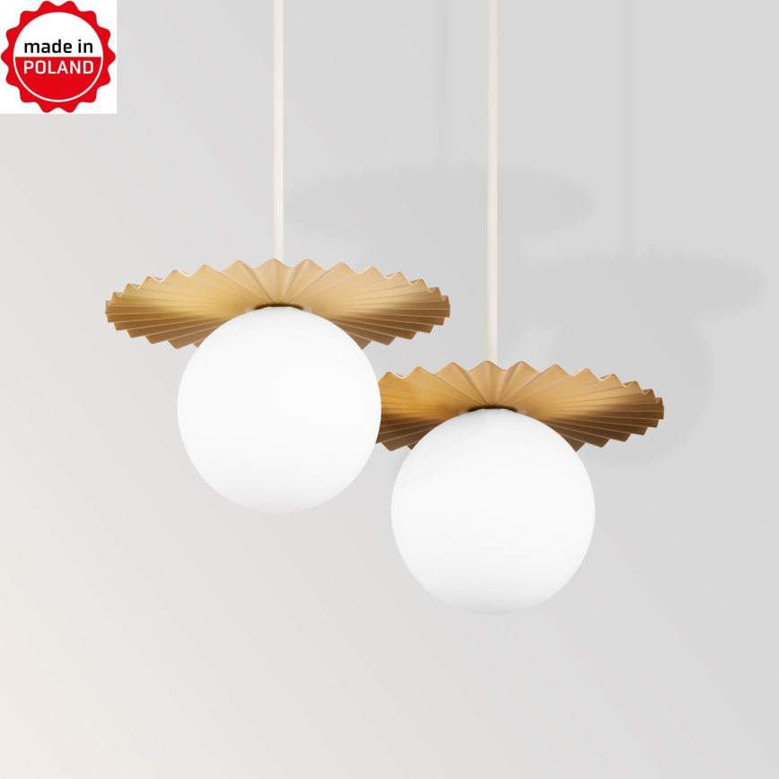 Pendellamp met kabel SUNPLISS, 1xG9/10W/230V, Ø 20 cm, goud/crème
