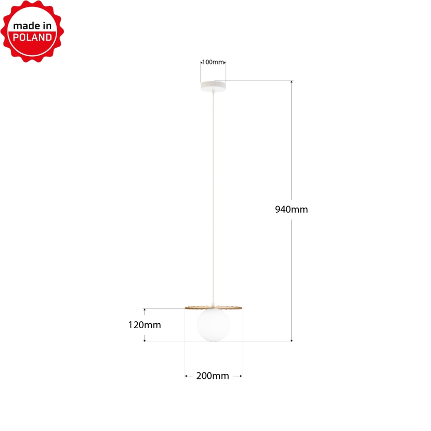 Pendellamp met kabel SUNPLISS, 1xG9/10W/230V, Ø 20 cm, goud/crème