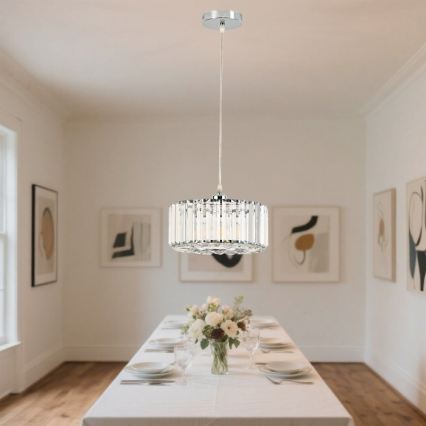 Pendellamp met kabel VETRO 1xE27/60W/230V glanzend chroom