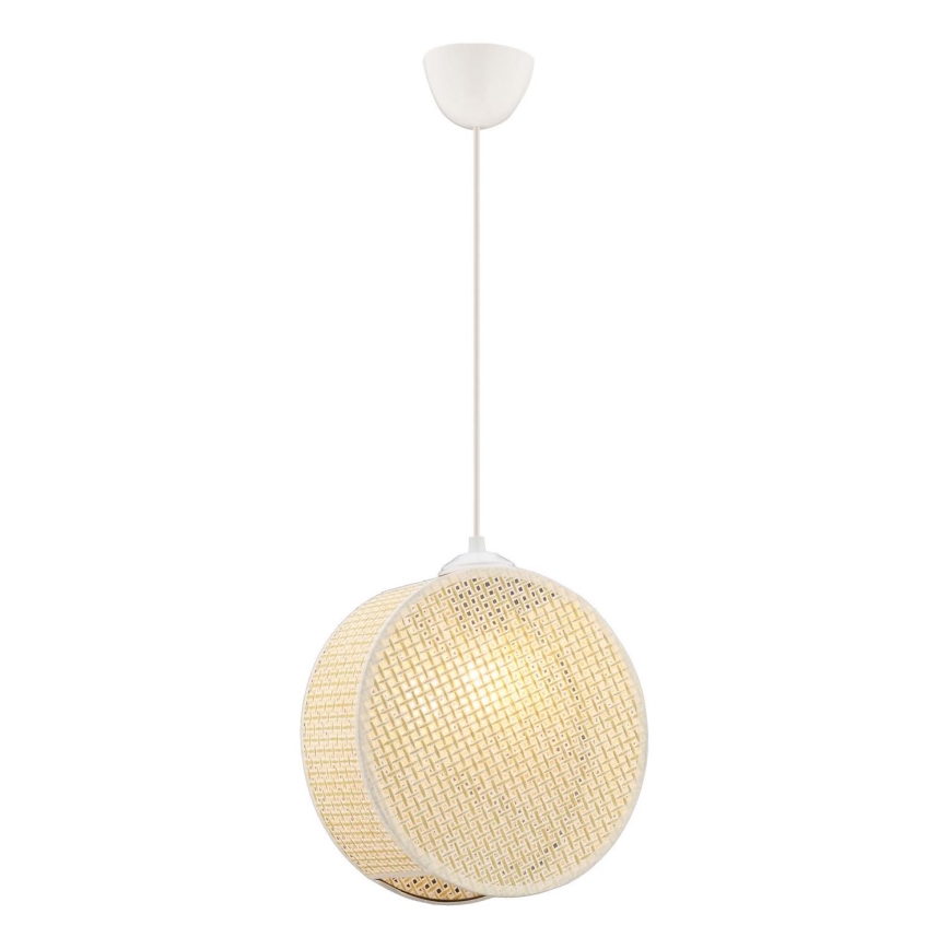 Pendellamp met snoer DRUM 1xE27/60W/230V crème