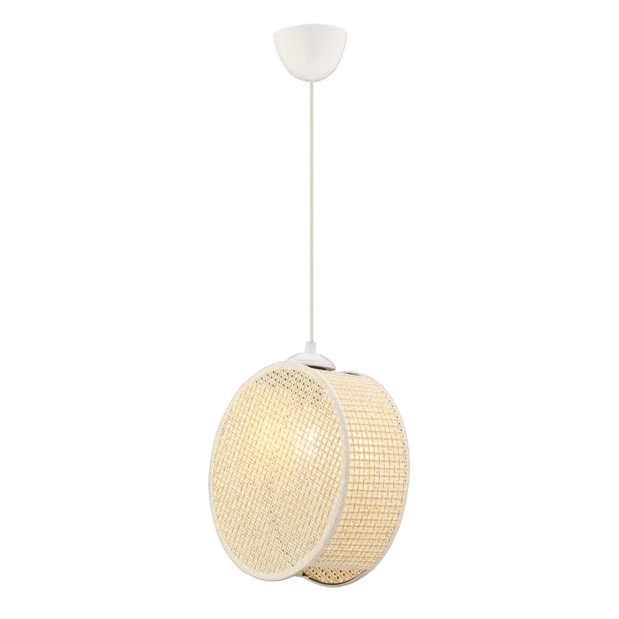 Pendellamp met snoer DRUM 1xE27/60W/230V crème