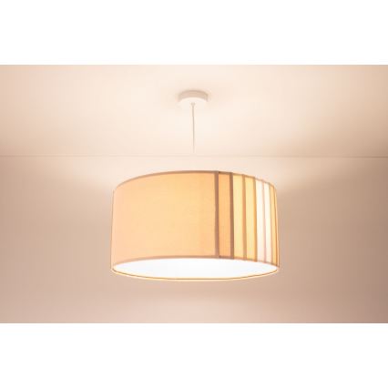 Pendellamp met snoer STRIPES 1xE27/60W/230V Ø 60 cm beige