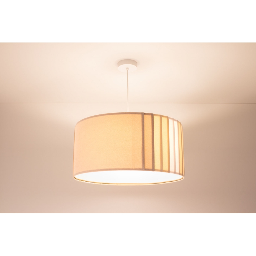 Pendellamp met snoer STRIPES 1xE27/60W/230V Ø 60 cm beige
