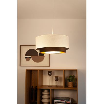 Pendellamp NATIA met kabel 1xE27/60W/230V Ø 45 cm wit/bruin
