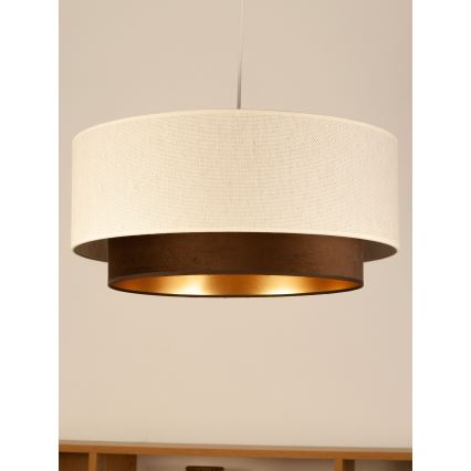 Pendellamp NATIA met kabel 1xE27/60W/230V Ø 45 cm wit/bruin
