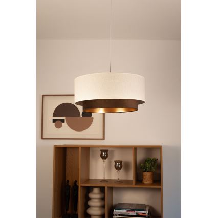 Pendellamp NATIA met kabel 1xE27/60W/230V Ø 45 cm wit/bruin