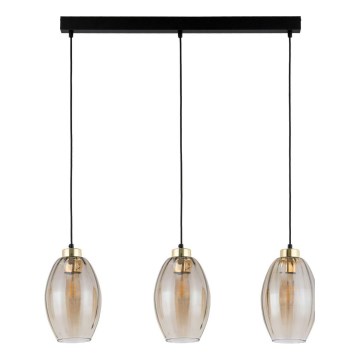 Pendellamp SEBO 3x E27/15W/230V zwart/rookbeige