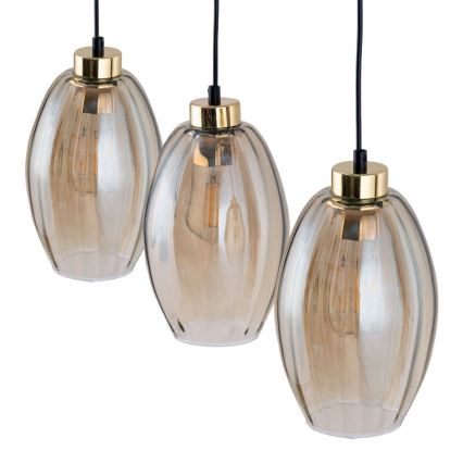 Pendellamp SEBO 3x E27/15W/230V zwart/rookbeige