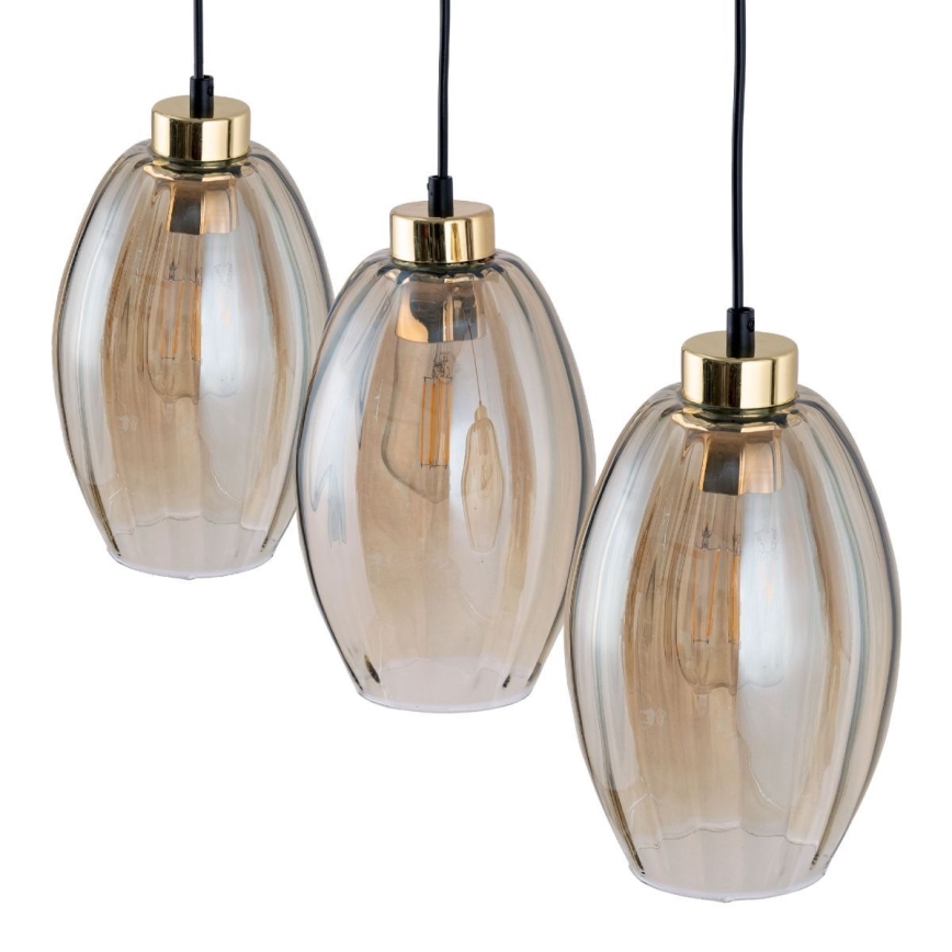 Pendellamp SEBO 3x E27/15W/230V zwart/rookbeige