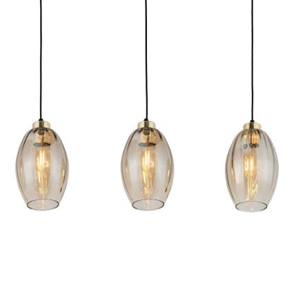 Pendellamp SEBO 3x E27/15W/230V zwart/rookbeige