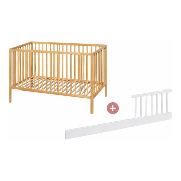 PETITE&MARS - Babybedje + beschermrail NELA BEECH 120x60 cm beuk