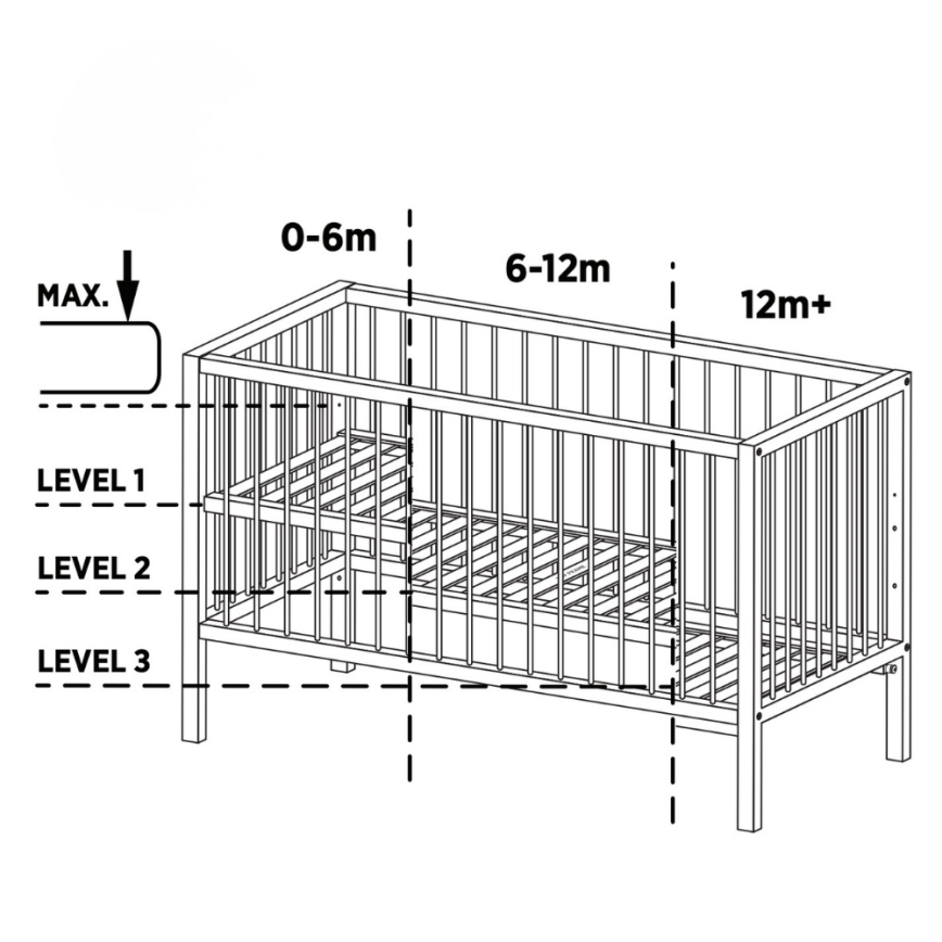 PETITE&MARS - Babybedje NELA BEECH 120x60 cm beuk