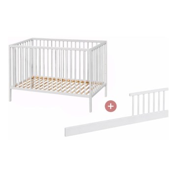 PETITE&MARS - Babybedje + veiligheidsrail NELA BEECH 120x60 cm wit/beuk