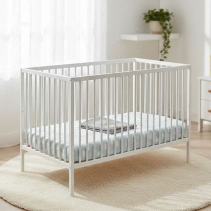 PETITE&MARS - Babybedje + veiligheidsrail NELA BEECH 120x60 cm wit/beuk