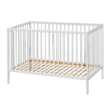 PETITE&MARS - Babybedje + veiligheidsrail NELA BEECH 120x60 cm wit/beuk