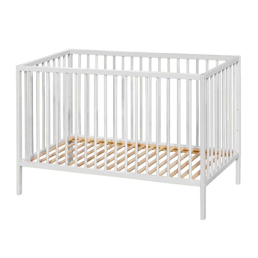 PETITE&MARS - Babybedje + veiligheidsrail NELA BEECH 120x60 cm wit/beuk