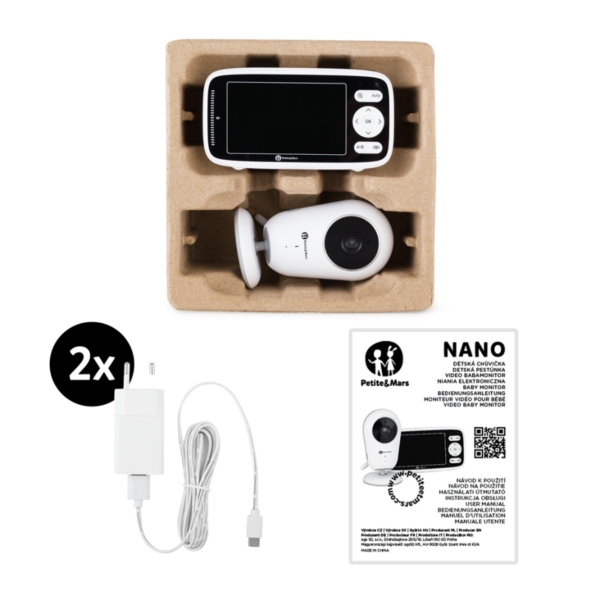 PETITE&MARS - Babyfoon met monitor NANO 4.0 3,7V 1760 mAh