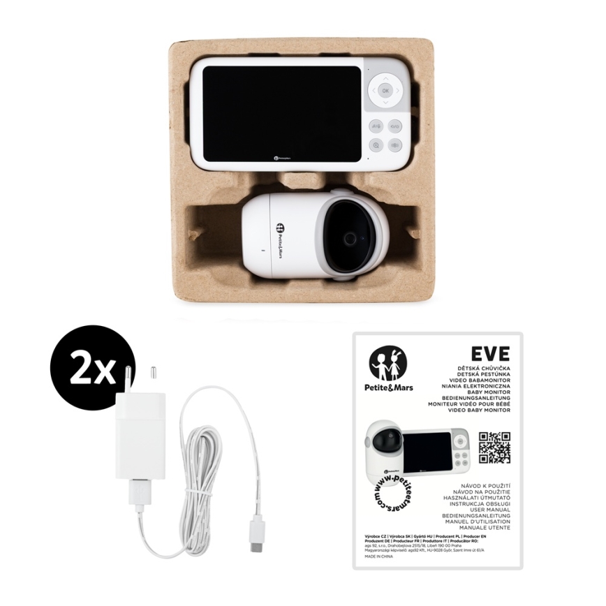 PETITE&MARS - Babymonitor met beeldscherm EVE 5.0 3,8V 3050 mAh