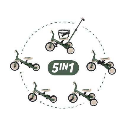PETITE&MARS - Driewieler voor kinderen 5in1 TURBO Misty Green