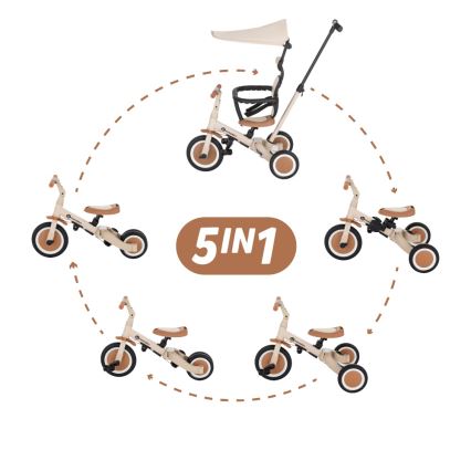 PETITE&MARS - Kinderdriewieler 5-in-1 TURBO PLUS Desert Sand