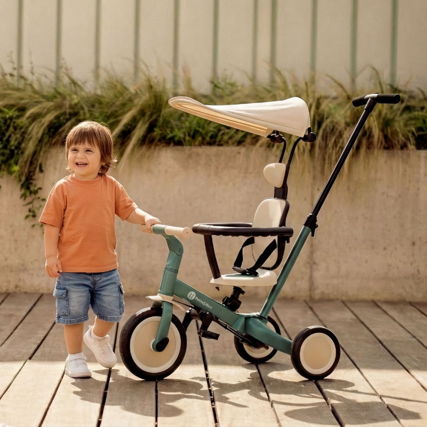 PETITE&MARS - Kinderdriewieler 5-in-1 TURBO PLUS Mistgroen