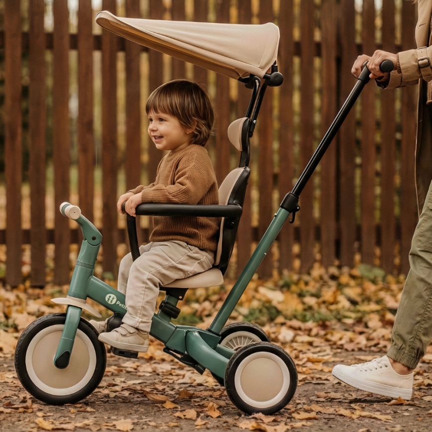 PETITE&MARS - Kinderdriewieler 5-in-1 TURBO PLUS Mistgroen