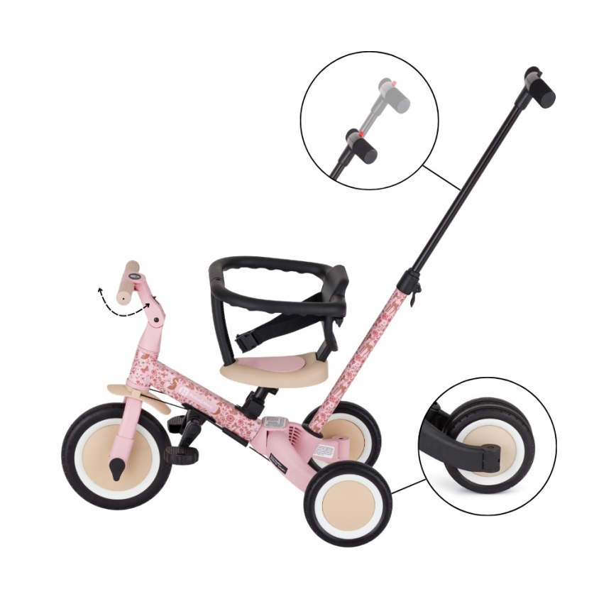 PETITE&MARS - Kinderdriewieler 5-in-1 TURBO Rosy Wilderness