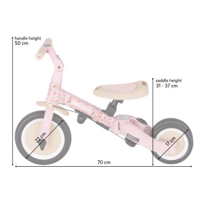 PETITE&MARS - Kinderdriewieler 5-in-1 TURBO Rosy Wilderness